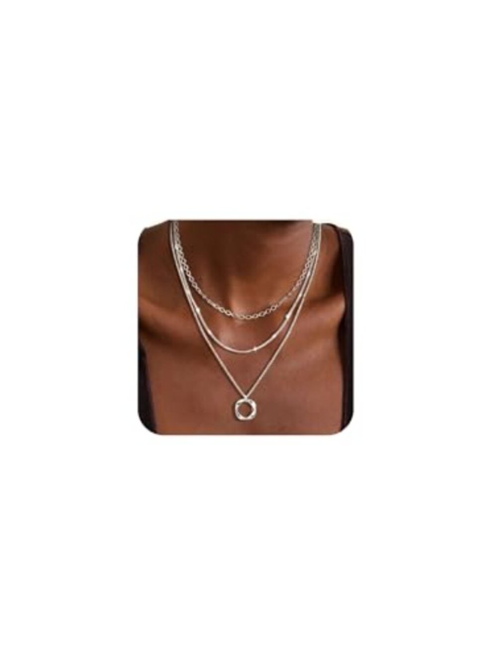 Layered Necklace Set 925 Sterling Silver Plated Women
